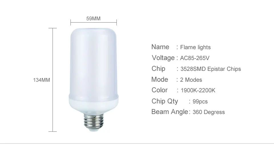E27 LED Diode Flame Effect Bulb 2 Modes  (3)