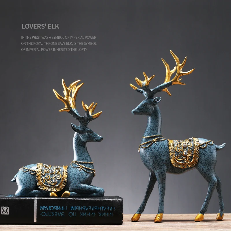 

2019 nordico elk home decoration accessories Resin Feng Shui miniature figurines fashion Kawaii christmas Gift arredamento casa
