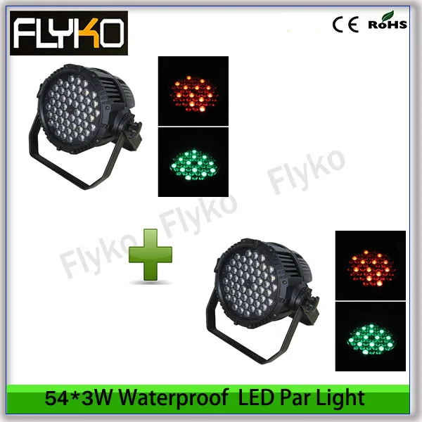 

Free shipping 2pcs/lots 54*3W waterproof LED Par Light DMX 512 Control,8 Channels Disco DJ Equipment
