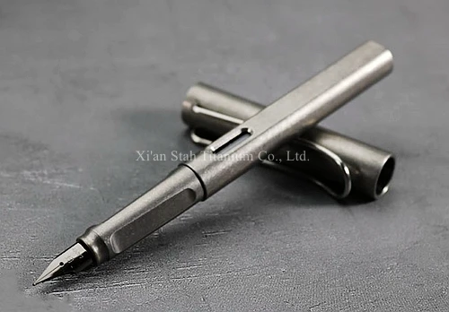 Титановая ручка TC4 с длинным рукавом 140 мм, двойная сменная ручка для письма, перьевая ручка с гелевыми чернилами 0,35 мм, пишущая ТОЧКА 61 г с сильным эластичным зажимом - Цвет: Stonewashed
