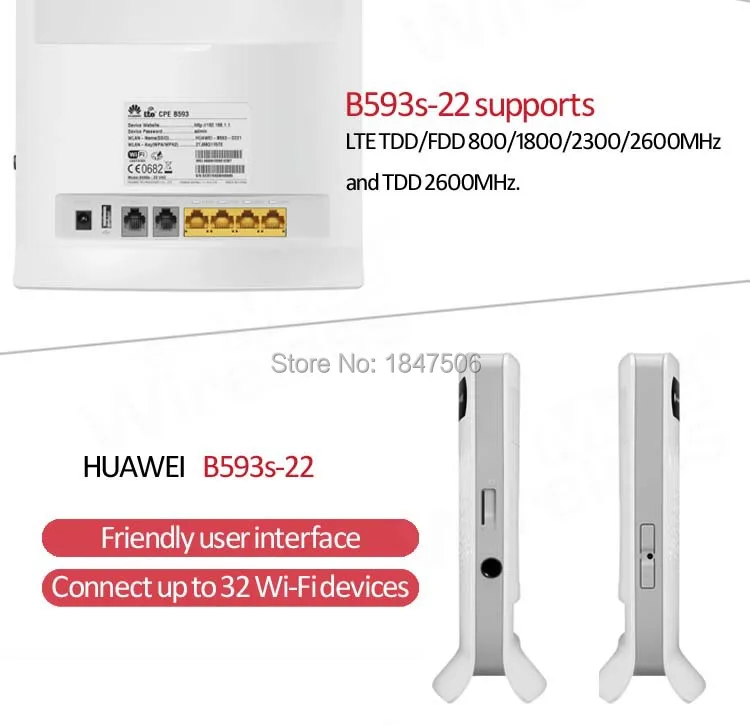 150Mbps Huawei B593s-516 FDD Band2/4/5/7/8 LTE 4G Router