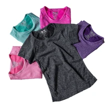 Женская короткая футболка для йоги, футболка для фитнеса, бега, спорта, быстросохнущая Женская одежда для фитнеса, женская спортивная рубашка, одежда для йоги