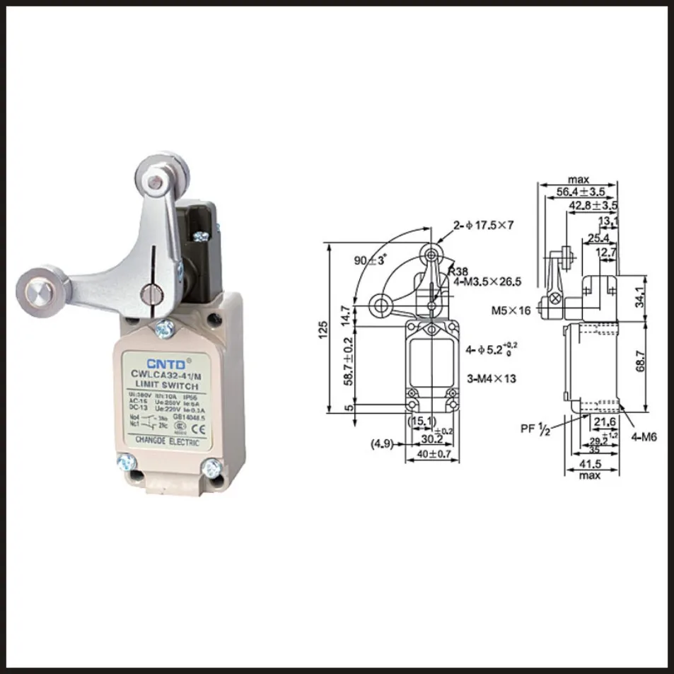 

Switch travel limit switch 24A Electrical Safety Key Interlock switch Compact Prewired Limit micro switch CWLCA32-41/M