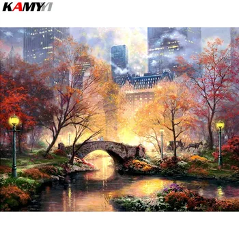 

3d diy square diamond painting landscape city lake diamond picture painting rhinestones embroidery cross stitch diamont XY1