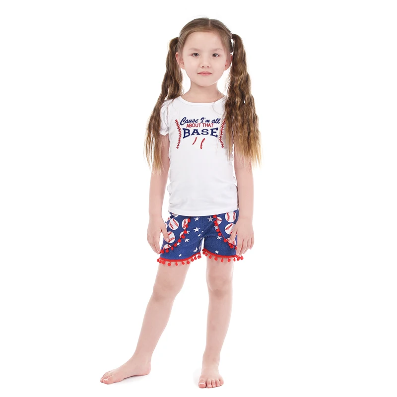 Kaiya Angel 4 го июля Бутик Дети Vlothing Королевский синий бейсбольная звезда хлопок