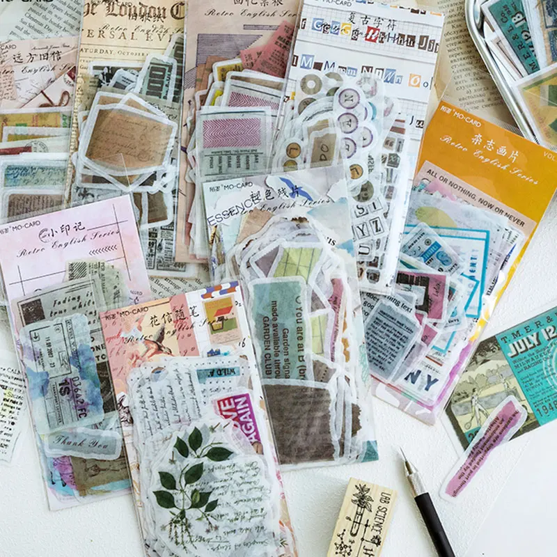 

60 pc/bag Retro English series washi paper stickers decoration DIY scrapbooking sticker children stationery gift vintage sticker