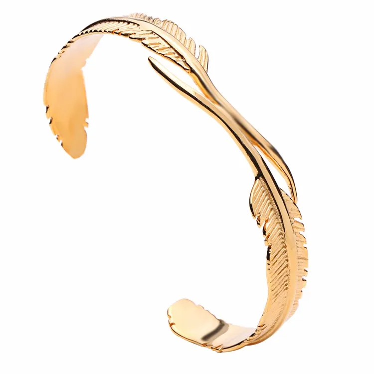 Mcllroy Титановый стальной браслет для женщин и мужчин Панк ювелирные изделия бренд браслет перо открытие золото