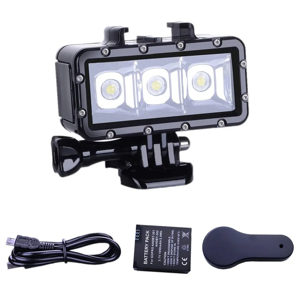 

147ft(45m) Diving Light Waterproof LED Video Light for Gopro Hero 7/6/5 SJCAM Sj4000 EKEN Xiaomi Yi 4K Action Camera Accessorie