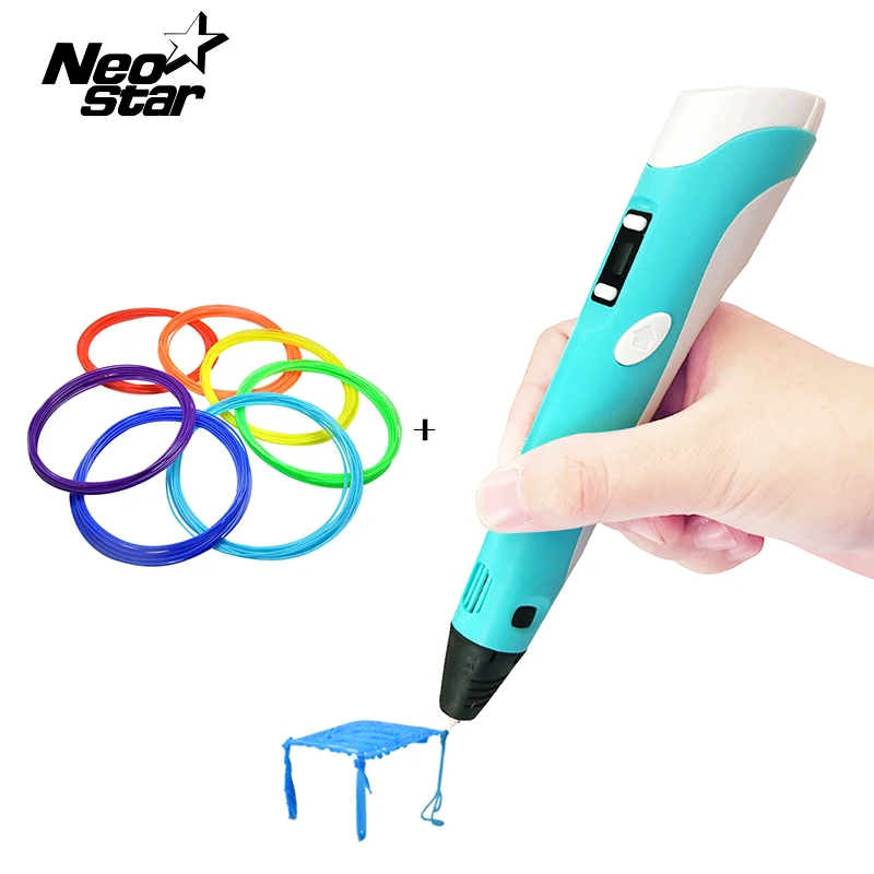 3D печать ручка 2-го поколения RP-100B светодиодный дисплей DIY 3d принтер ручка с 10 цветов 100 м PLA нити для рисования детей