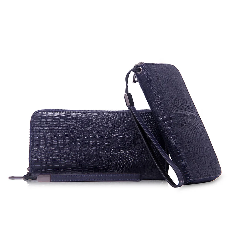

2018 Fashion European And American Style Men's Business Long Design Zipper PU Leather Handbag High Quality Clutch ST001 blue