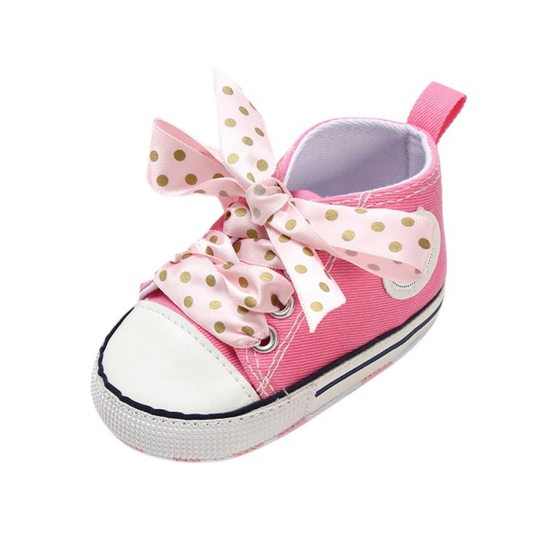 В горошек Детские ботинки для девочек весна холст красная лента милая детская обувь новорожденных обувь для малышей отправить бесплатно белые шнурки