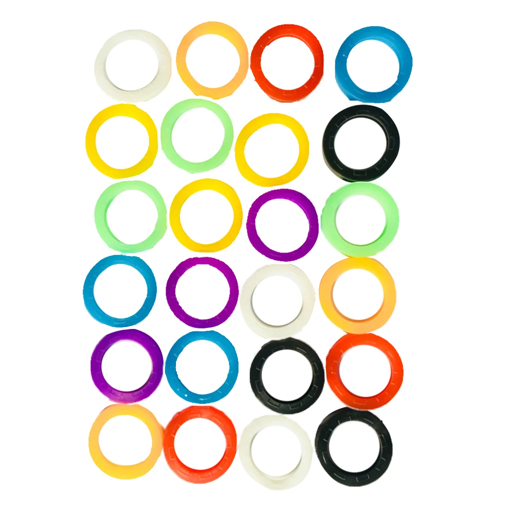 24 Pcs Assorted Color Multicolor Soft Round Key Locks Keys Cap Key Covers Topper Keyring