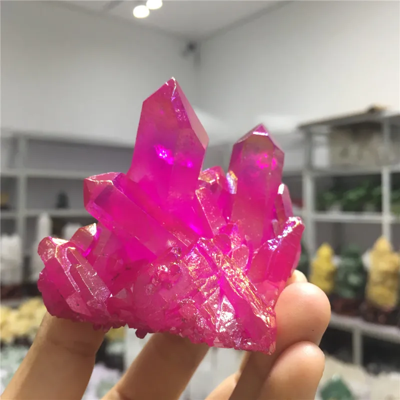 Buy HOT!Beautiful electroplate dark pink aura quartz