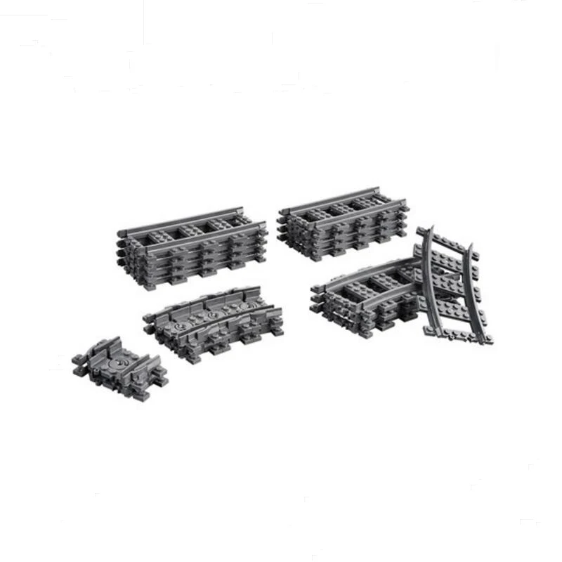 

New City Trains Flexible Tracks and Switch Track Set Building Blocks Bricks Curved Rails Kit Toys 60205 With Legoinglys