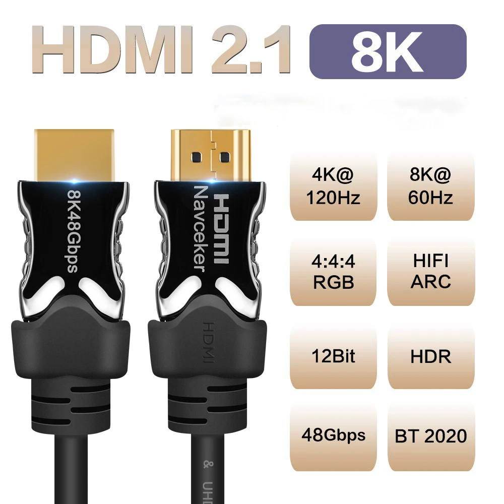 Лучшие 8K 48 Гбит/с 2,1 HDMI кабели 4K HDMI 2,1 кабель eARC Кабо HDMI 2,1 UHD динамический HDR HDMI 2,1 кабель для 8K samsung QLED tv