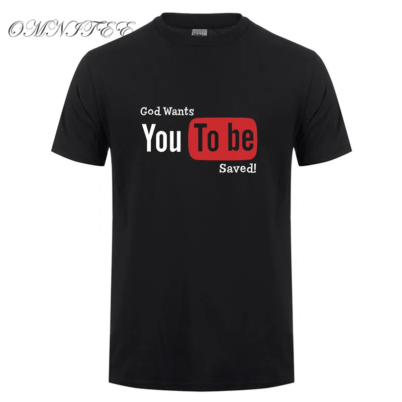 

Omnitee Funny God Wants You to be saved T Shirts Men Tops Fashion New Cotton Short Sleeve Jesus Christian T-shirt Tee OZ-129