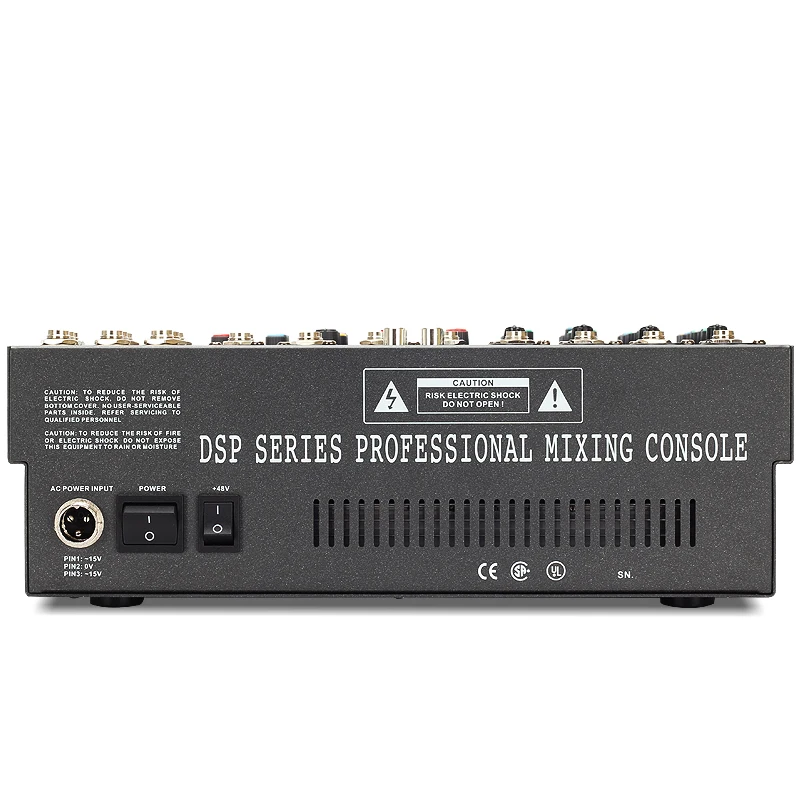 YUEPU RU-8T Pro Sound Audio Mixer Professional 8 Channel 48V Phantom Power Reverbration Mixing Console Player USB DSP FX Effects