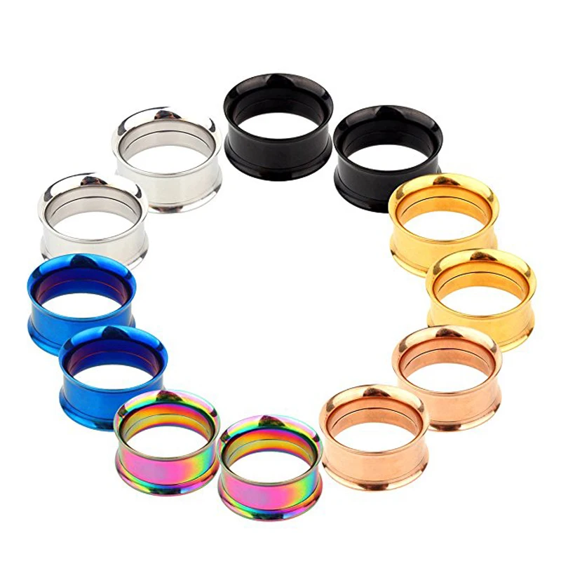 

316L Steel Body Piercing Jewelry Double Flares Hollow Screw Ear Expander Flesh Tunnel Plugs Ear Gauges Ear Stretcher Oreja 2pcs
