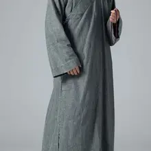 Унисекс наивысшего качества Осень и весна серый буддийский хлопок и лен монашеские костюмы униформа кунг-фу lay халат для медитации боевых искусств платье