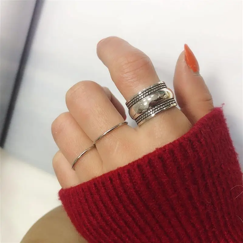 Boho, новинка, 925 пробы, серебряные, большие, круглые кольца для женщин, для помолвки, открытый, античный палец, праздничная бижутерия с кольцами, Anillos, подарки для девочек