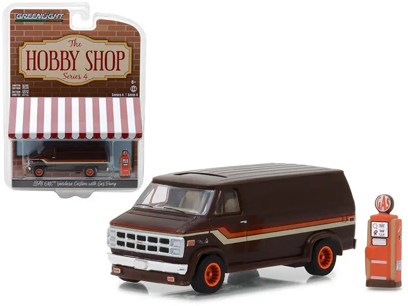 

Green Light 1:64 1978 GMC Vandura Custom Brown with Gas Pump alloy toy car toys for children diecast model car Birthday gift