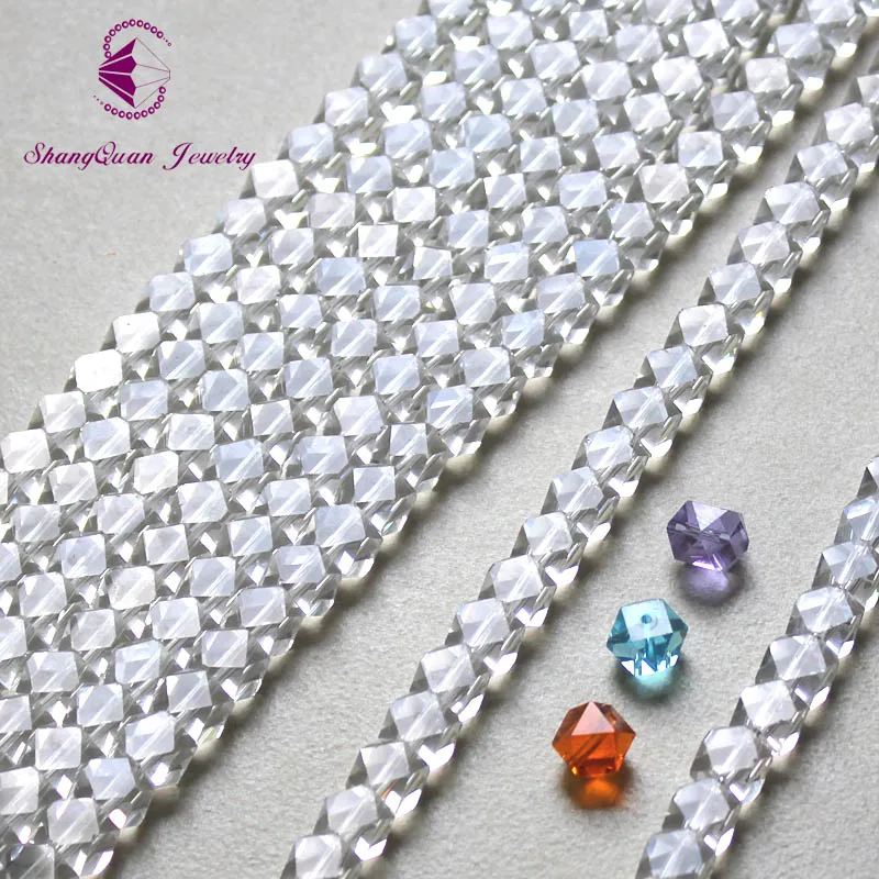 

Fancy cube Square beads 100pcs/Bag 12fa 8x8mm AAA10 Cube Crystal Glass Loose Beads 8mm Multicolor AAA Grade