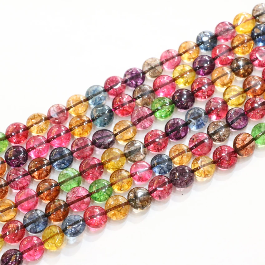 

Charms 10mm Synthetic Tourmaline Multicolor Crystal Stone Coin Shape Loose Beads For Jewelry Making Diy Jewellery 15inch B3286