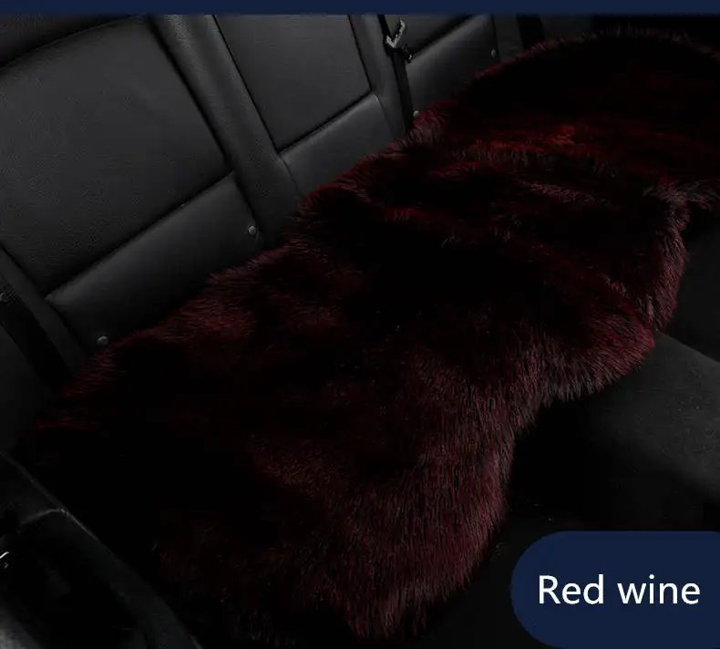 Зимнее шерстяное автомобильное сиденье, зимний плюшевый трехсекционный автомобильный коврик, утолщенный длинный меховой ворс, один зимний универсальный автомобильный коврик - Название цвета: Red wine