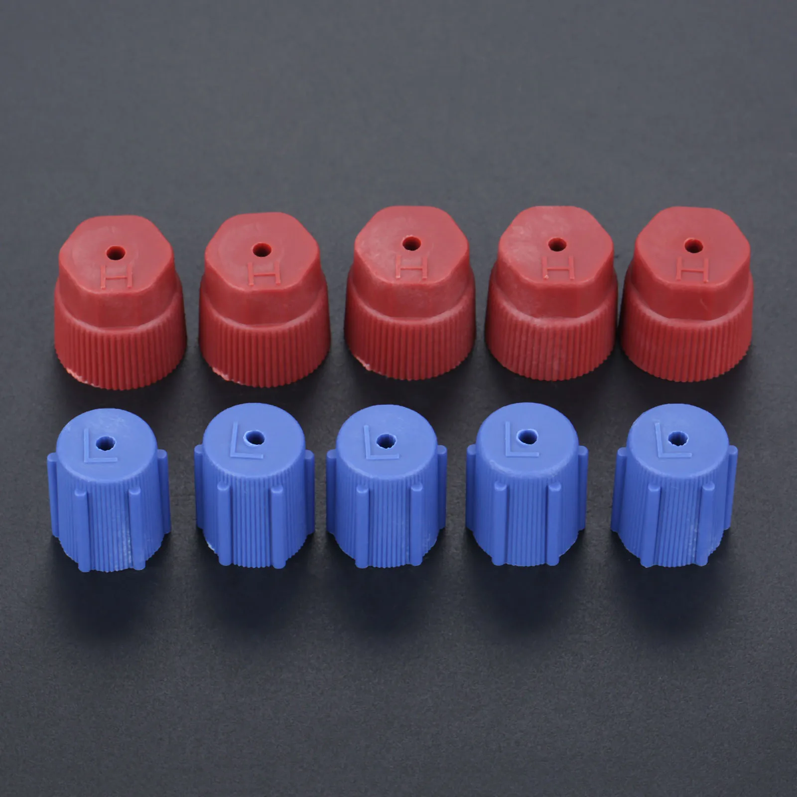

10Pcs Car A/C System Charging Port Service Cap R134a High Low Side Valve Adapter Dust Cap Red Blue