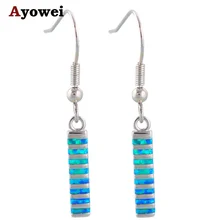 3.05 г Благородный синий огненный опал Серебро штамп Длинные висячие серьги Модные украшения опал ювелирные изделия oe056a