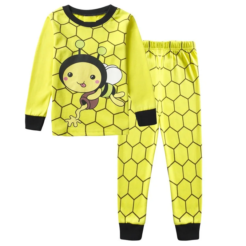 От 0 до 7 лет, Детская Пижама, комплект одежды для маленьких мальчиков и девочек футболка с длинными рукавами и рисунком для маленьких мальчиков и девочек+ штаны, комплект из 2 предметов