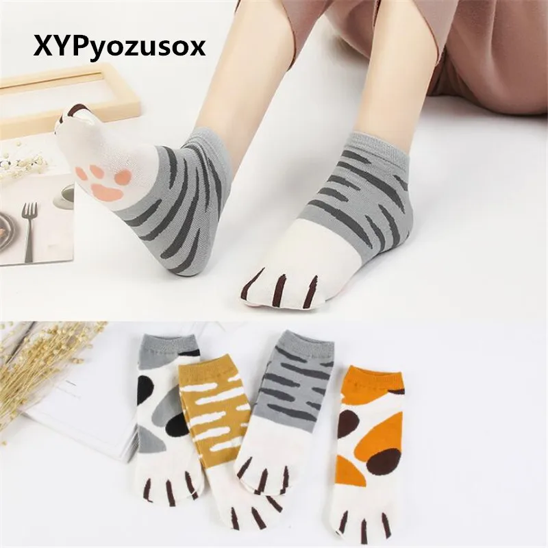 Kawaii/модные милые хлопковые носки для девочек кошки Китти когти короткие носочки