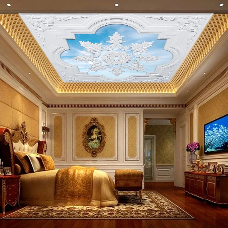 custom 3d ceiling photo Abstract dynamic four ray light 3d ceiling