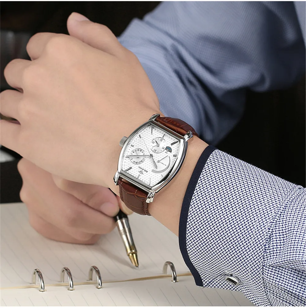 AILANG дата Месяц Дисплей Чехол из розового золота для мужчин s часы лучший бренд класса люкс автоматические часы Montre Homme Часы для мужчин повседневные часы