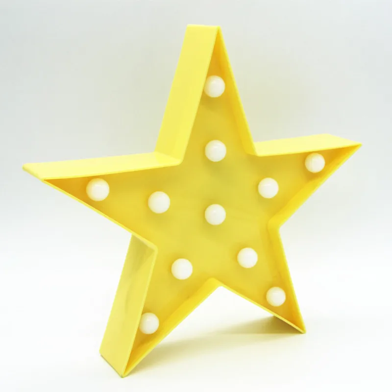 1 X Golden Star Design 3D LED Night Light Plastic Table Lamp 2AA Battery Operated Baby