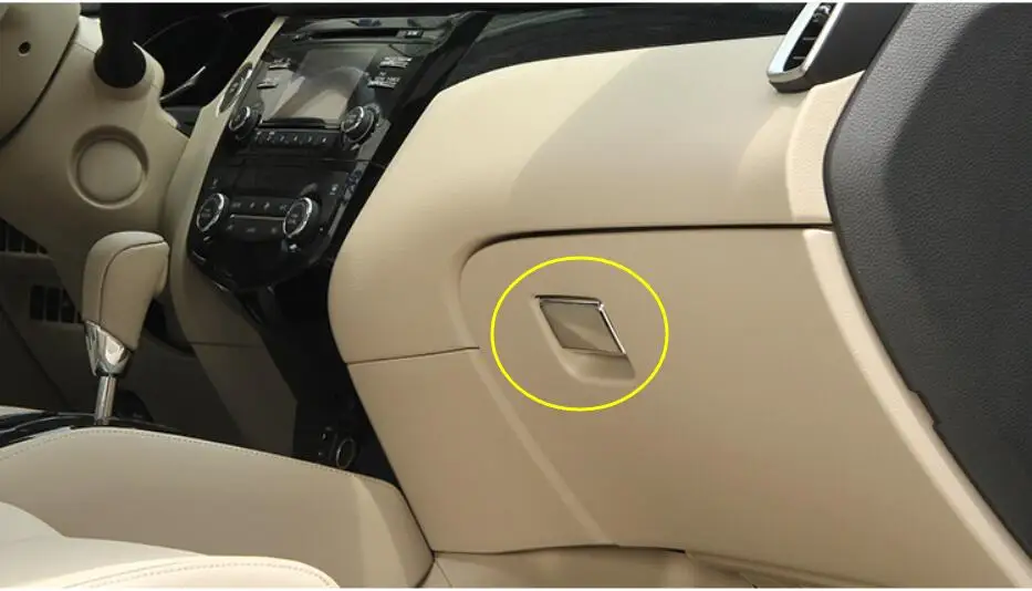 

Lapetus ABS Chrome The Copilot Glove Storage Box Handle Stickers Sequins Cover Trim 1 Pcs For Nissan Qashqai J11 2014 - 2018