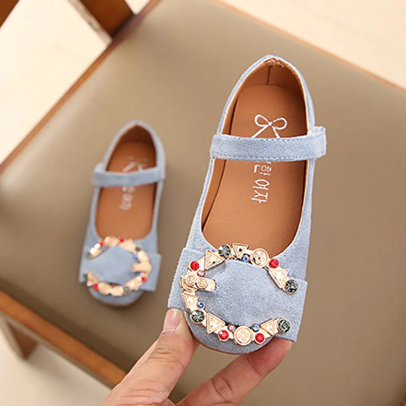 

Girls Shoes Big Girl Flats Sneakers Metal Baby Single Shoes For Kids Princess Shoes Toddlers Faux Suede Casual Shoe