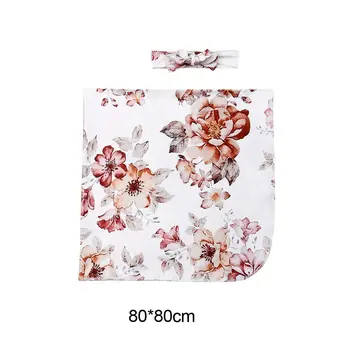 

Newborn Baby Girl Floral Swaddle Wrap Blanket Sleeping Bag+Headband 2PCS Baby Sleepwear
