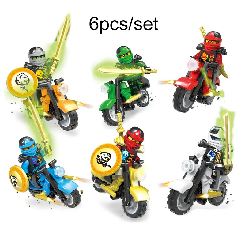 

6PCS Ninja Motorcycle Building Blocks Bricks Toys Compatible LegoINGly Ninjagoed Ninja For Kids Gifts Carmadon Kai Jay Zane Cole