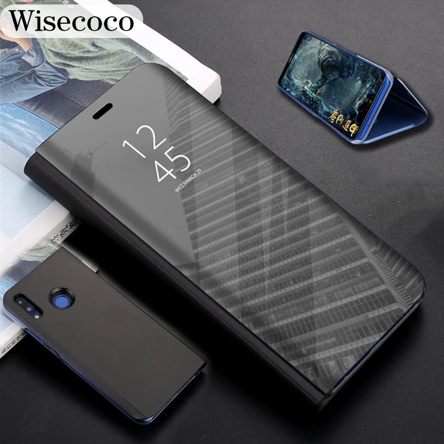 

Touch Flip Stand 360 Case for Huawei Honor Note 10 9i Plus Play V10 9 Lite Nova 3 3i Y5 Y6 Y7 Prime P20 2018 Luxury Mirror Cover