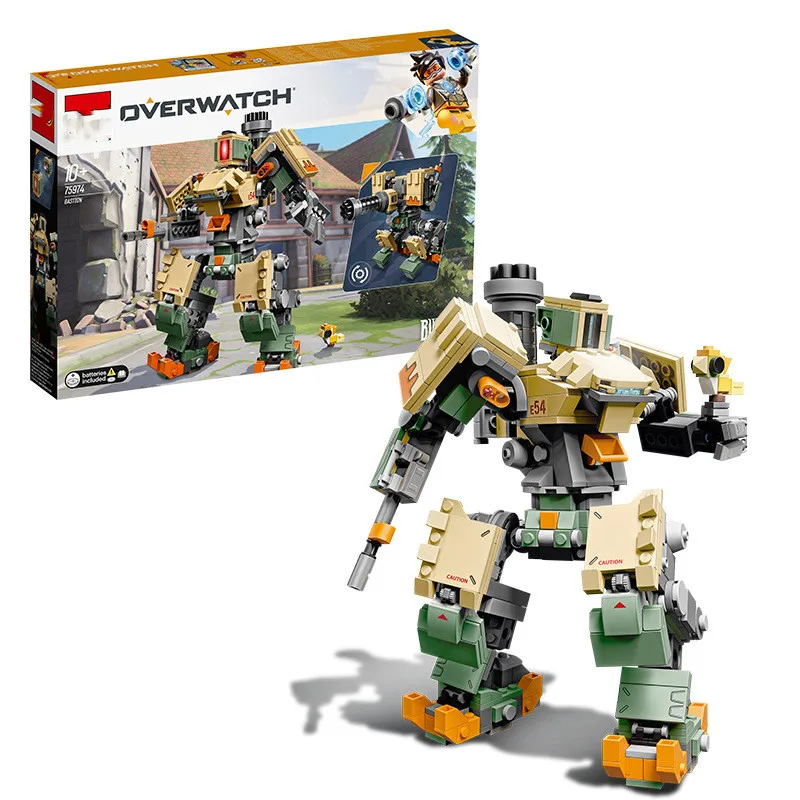 В наличии 2019 Совместимость с Legoinglys Overwatching 75974 игры Bastion Mecha Набор строительных