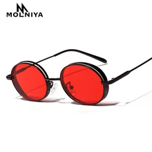 Новинка, толстые металлические маленькие круглые солнцезащитные очки в стиле стимпанк,, мужские, женские, крутые, в стиле хип-хоп, солнцезащитные очки, фирменный дизайн, Ретро стиль, UV400