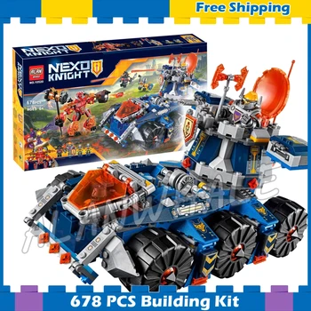 

678pcs Knights Axl's Tower Carrier Chariot War Wagon 10520 Model Building Blocks Children Gifts sets Nexus Compatible With Lago