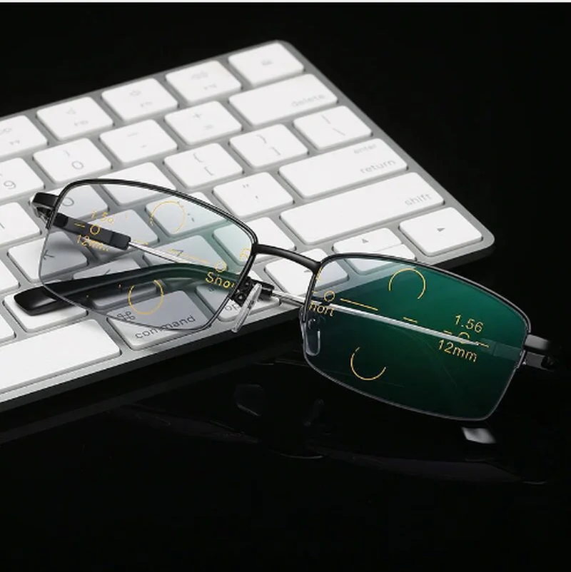 

Progressive Multifocal Reading Glasses Men Anti Blue Light Alloy Near Far Sight Spectacles Hyperopia Diopter +2.0 2.5