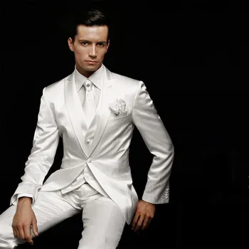 

Fashion men suits best man suit of ivory groom suit lapel Men's leisure suit custom (coat and pants)