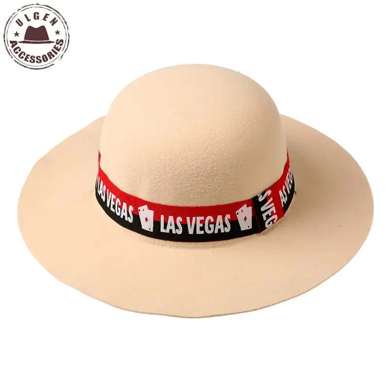Модная зимняя фетровая шляпа в стиле Лас-Вегаса для женщин с широкими большими полями, Женская шерстяная фетровая шляпа
