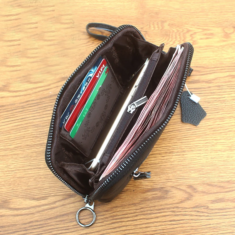 

Women Cosmetic Bag Genuine Leather Makeup Bag Professional Cosmetic Cases Phone Pouch Clutch Bag Organizador Makeup Pocket Purse