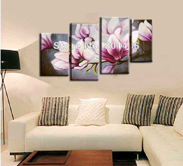 Magnolia Wall Art aliexpress : buy hand painted oil tree painting 4 piece wall Magnolia Wall Art aliexpress : buy hand painted oil tree painting 4 piece wall