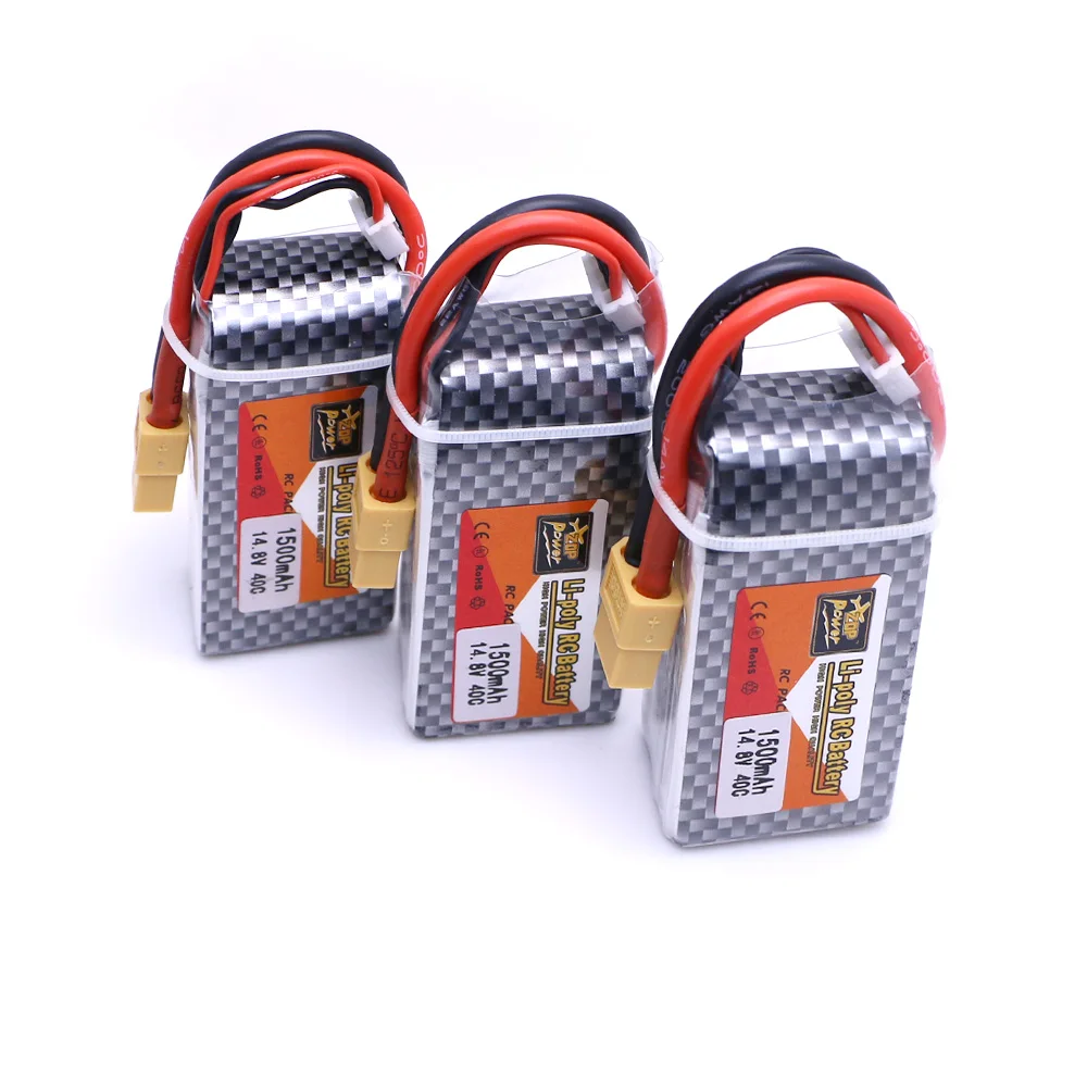 

3pcs ZOP Power 14.8 V 1500 mAh 4S 40C Lipo Battery XT60 Plug Rechargeable Battery