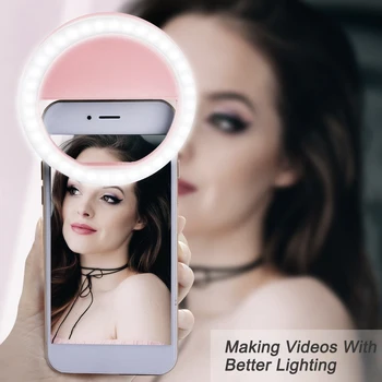 

Portable Selfie Toning Ring Light Ring Lamp Novelty Lighting USB Charge 3 Colors Brightness Adjustable Camera Phone Photography